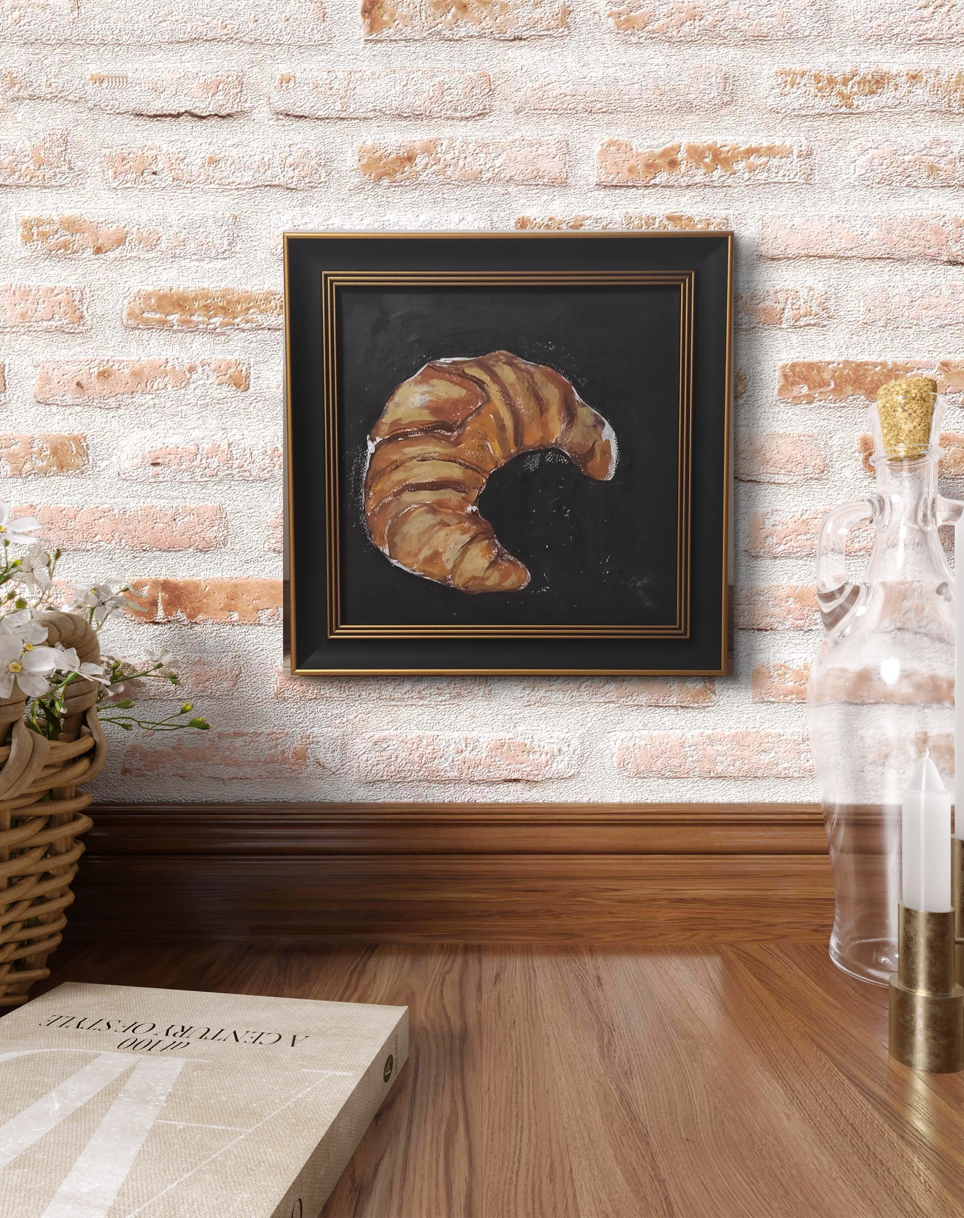Image of Croissant 🥐 by Natalya Tomchuk , size: 30x30 cm, made of Двп, олія, акрил, Painting medium, from Kiev , priced at $100
